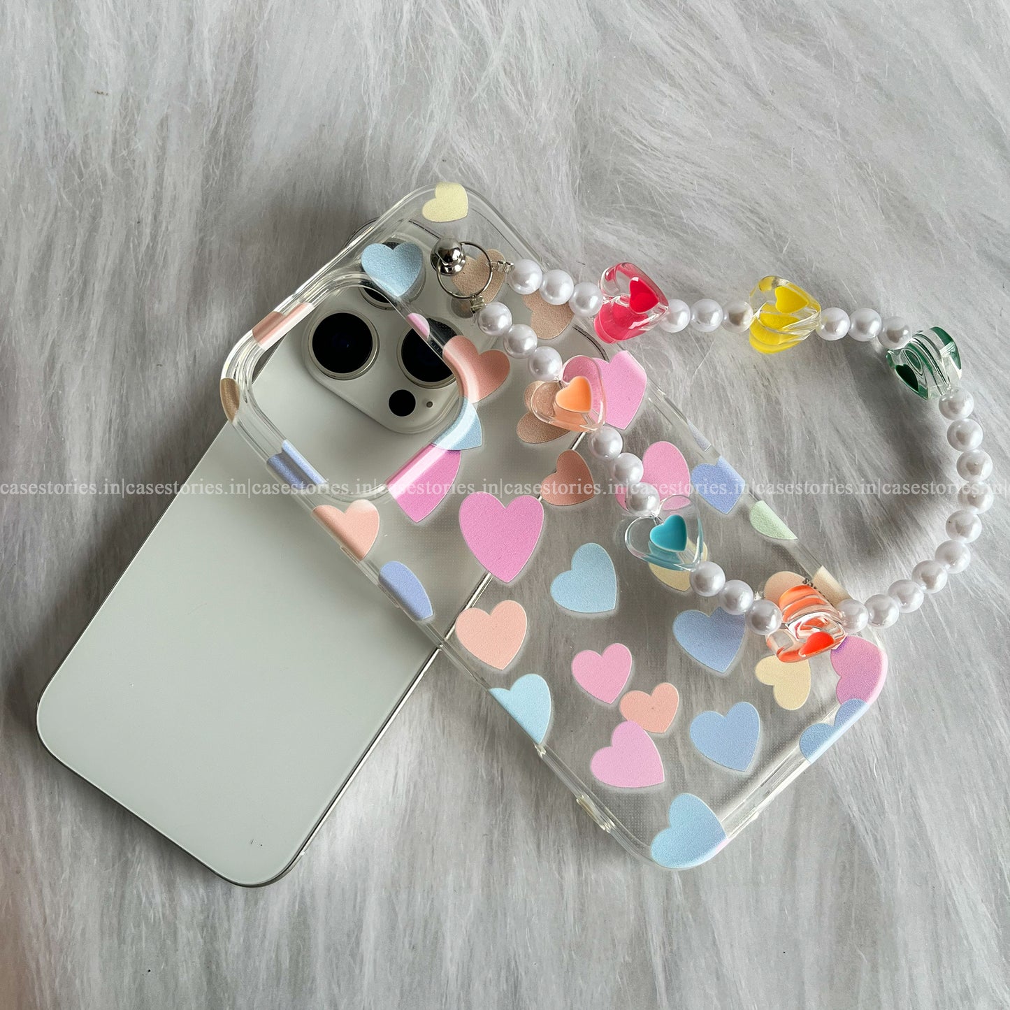 Rainbow Hearts Case Transparent Mobile Cover