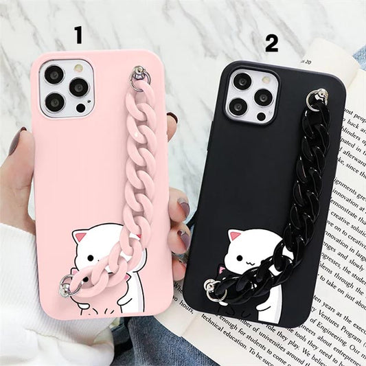 Cute Cat With Pink & Black Chain Cover