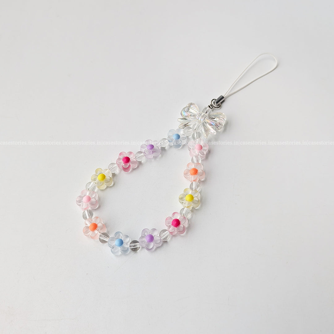 Colorful Aesthetic Flowers with Transparent Bow Mobile Charm