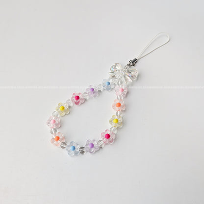 Colorful Aesthetic Flowers with Transparent Bow Mobile Charm