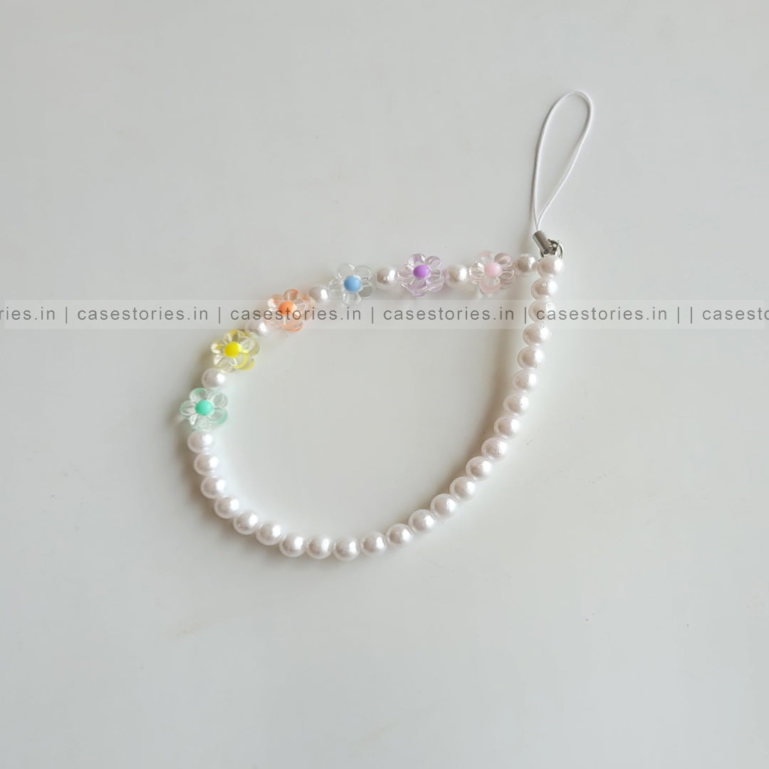 Colorful Aesthetic Flowers with Pearl Mobile Charm