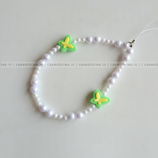 Green & Yellow Aesthetic Butterfly with Pearl Mobile Charm