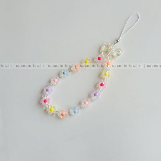 Colorful Aesthetic Flowers with Transparent Bow Mobile Charm