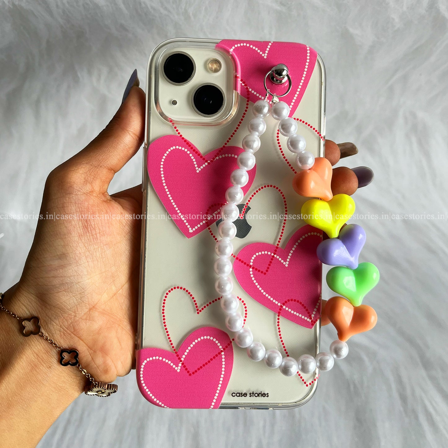 Sweetheart pink Bloom Transparent Chain Case