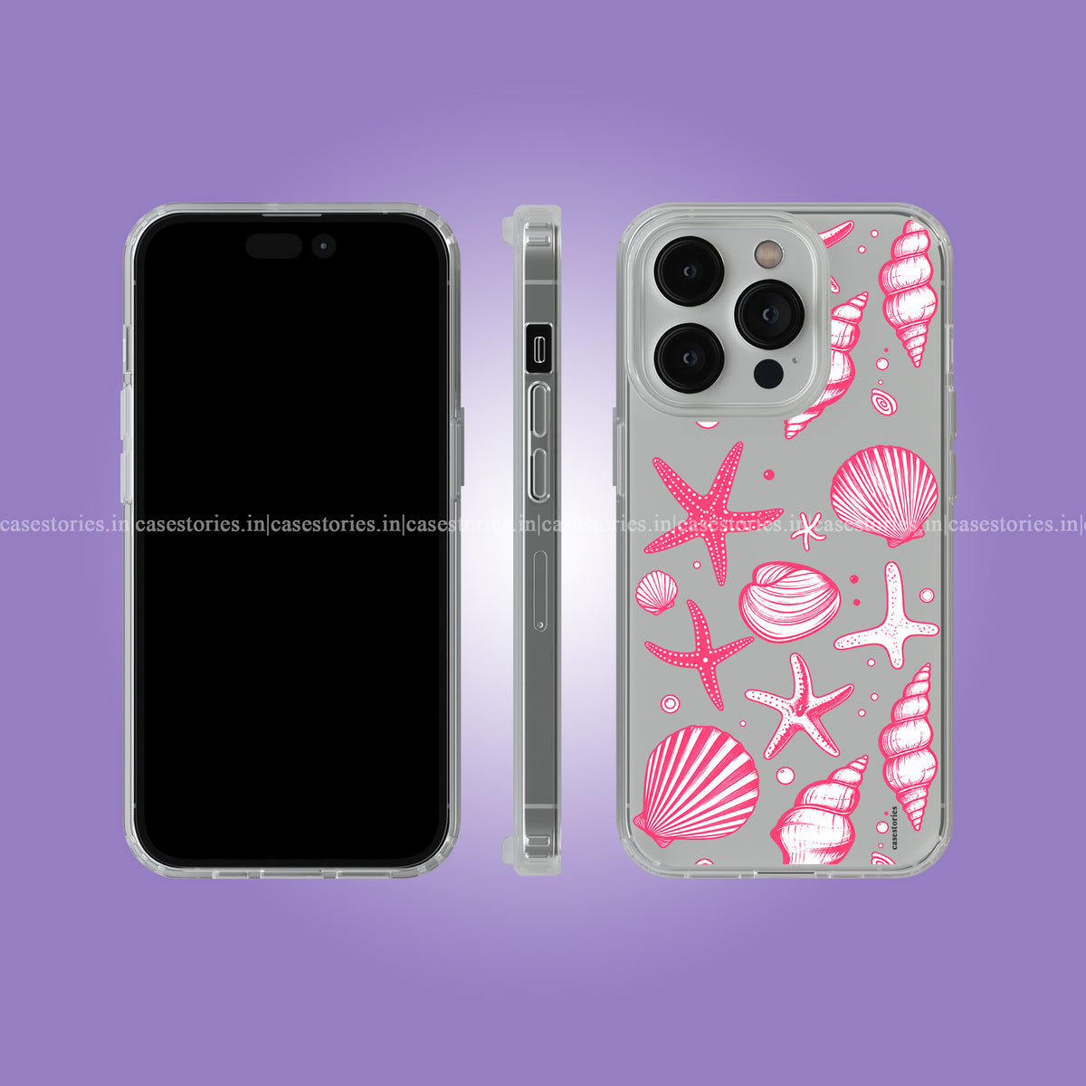 Pink Shell Sketch Clear Soft Case