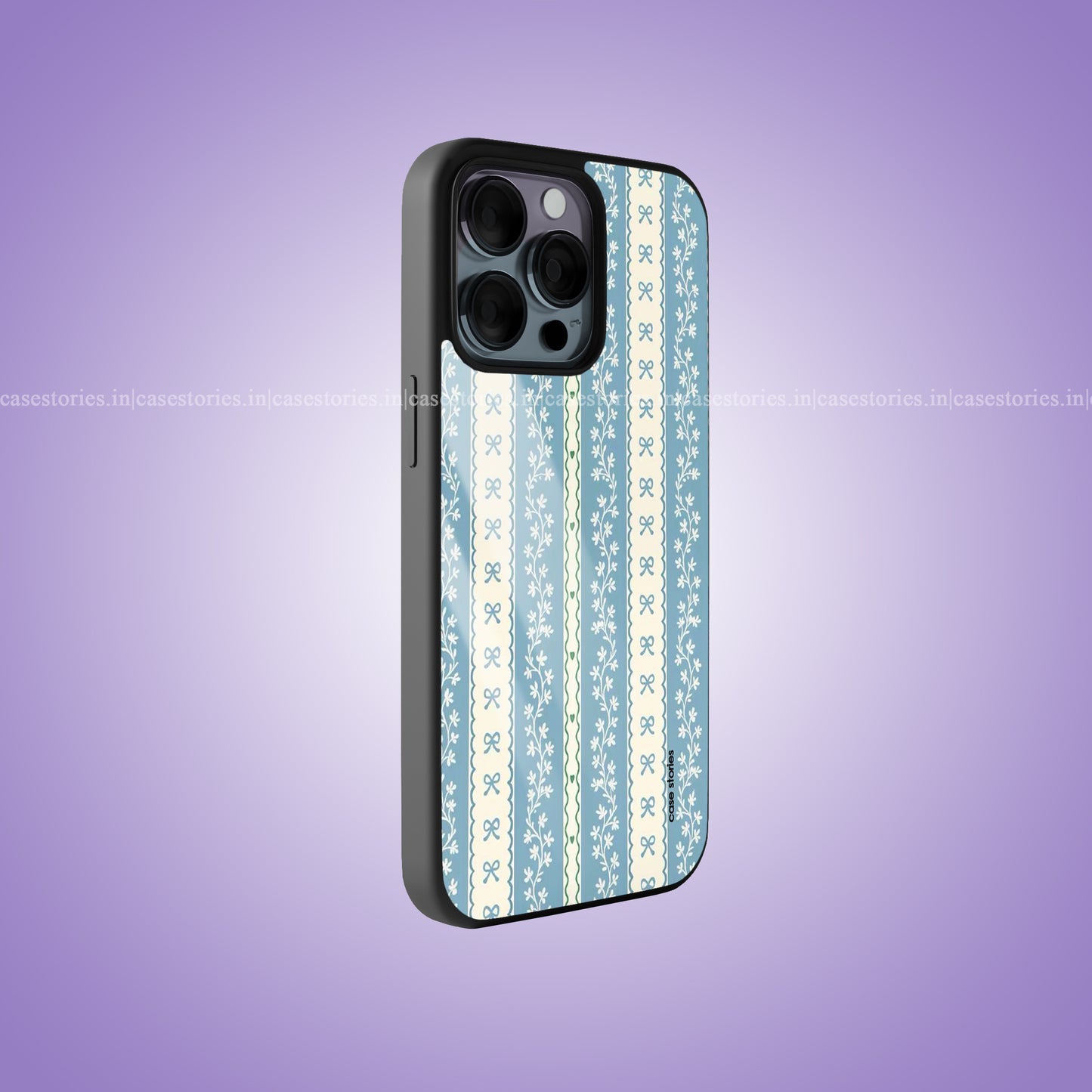 Blue blossum lace Premium Glossy Phone Case