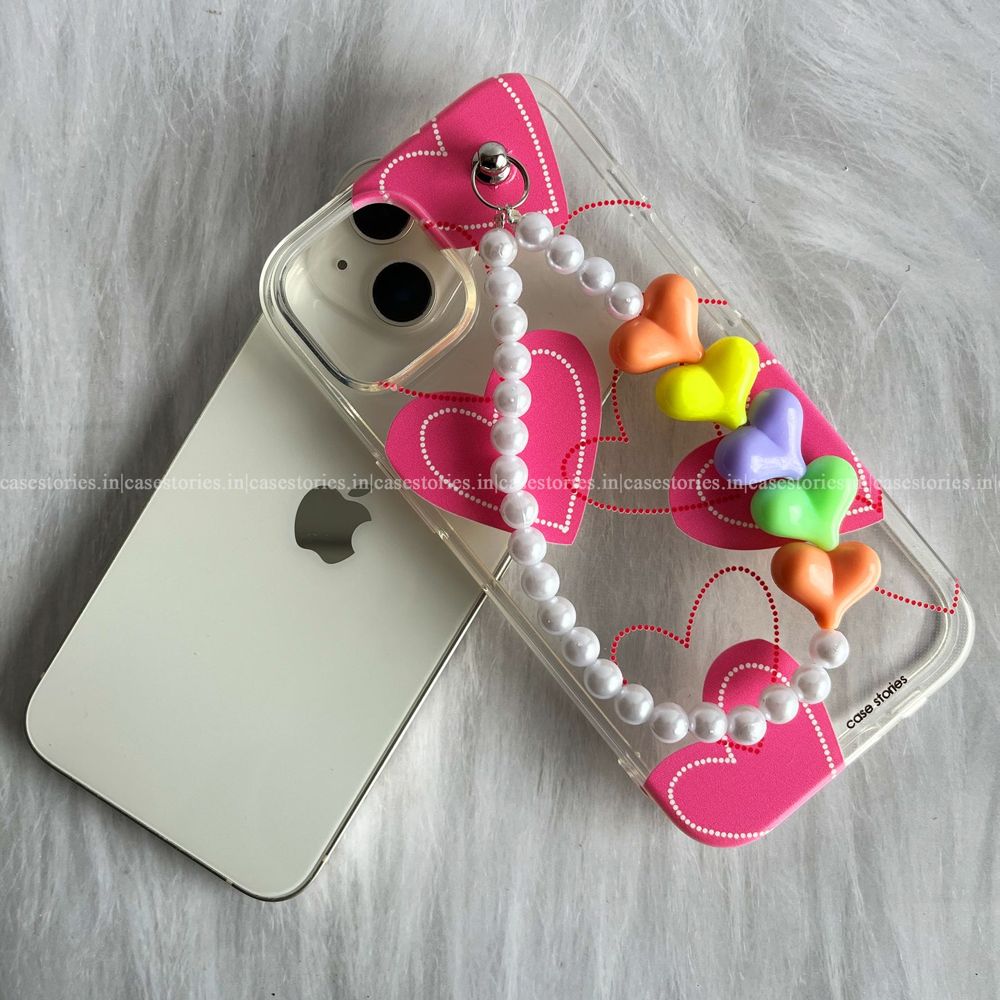 Sweetheart pink Bloom Transparent Chain Case