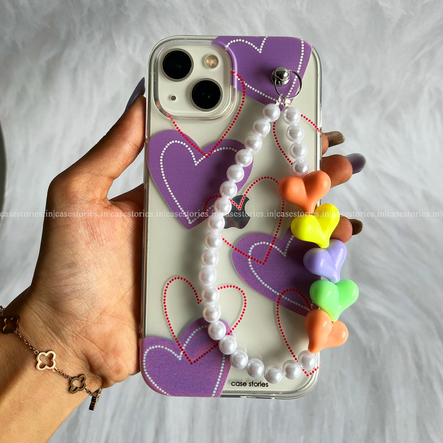 Sweetheart purple Bloom Transparent Chain Case