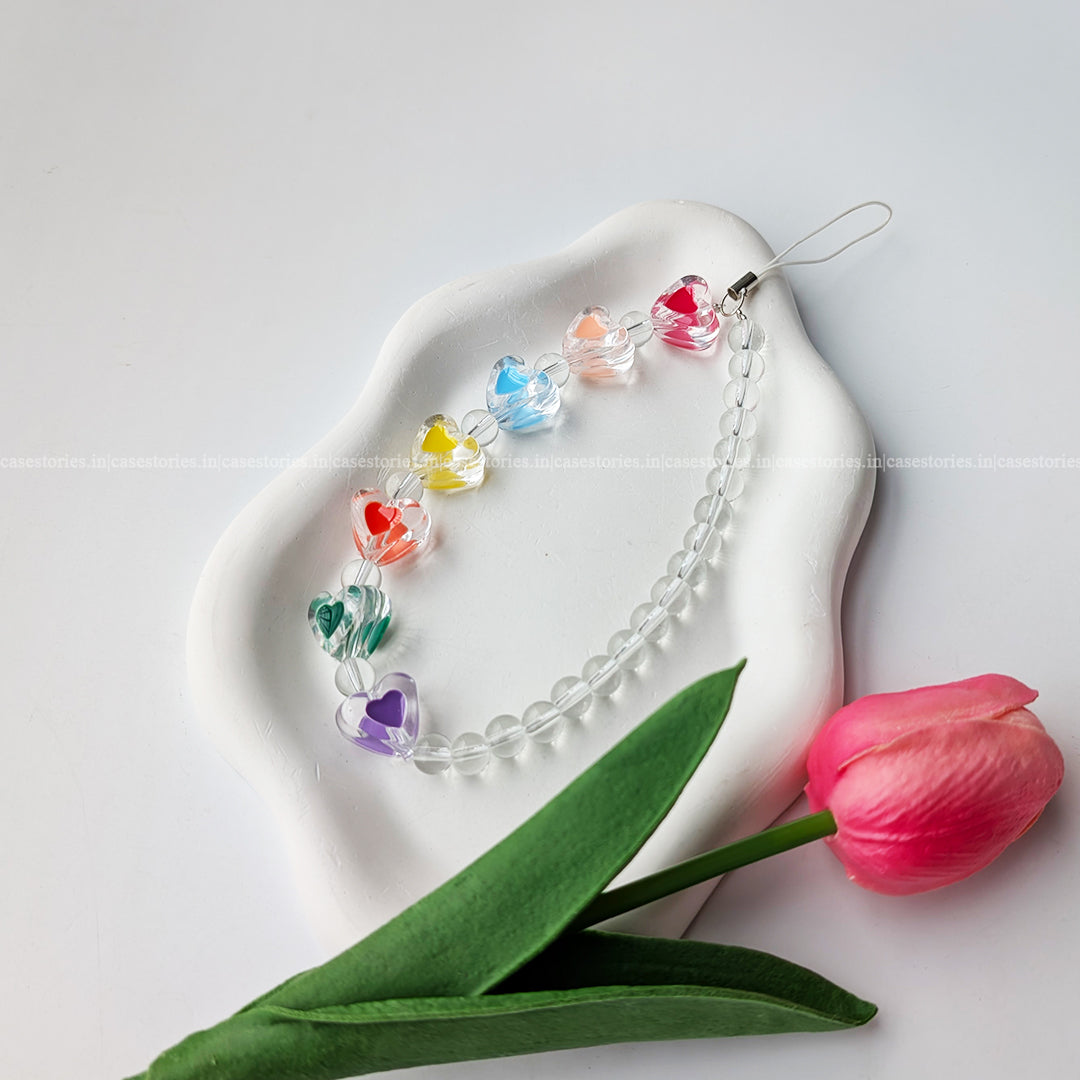 Crystal Hearts Pearl Mobile Charm