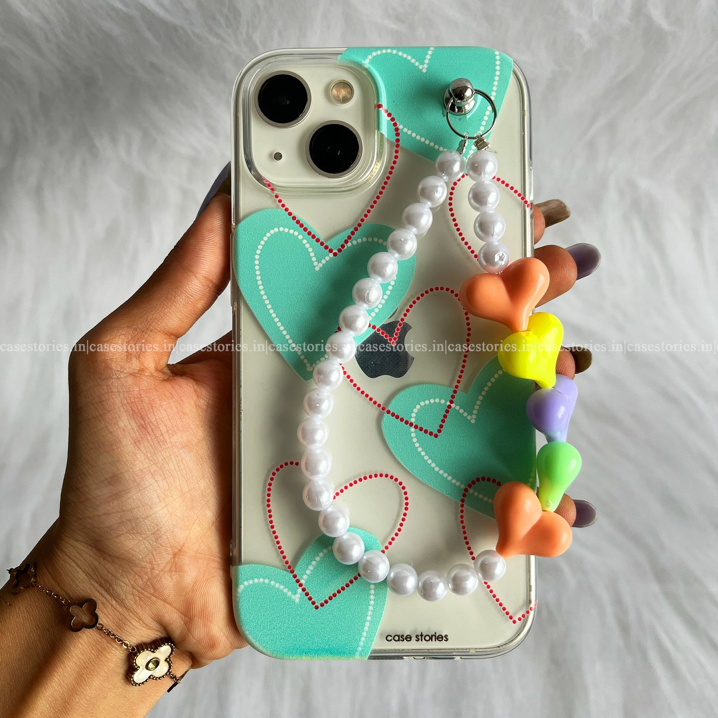 Sweetheart blue Bloom Transparent Chain Case