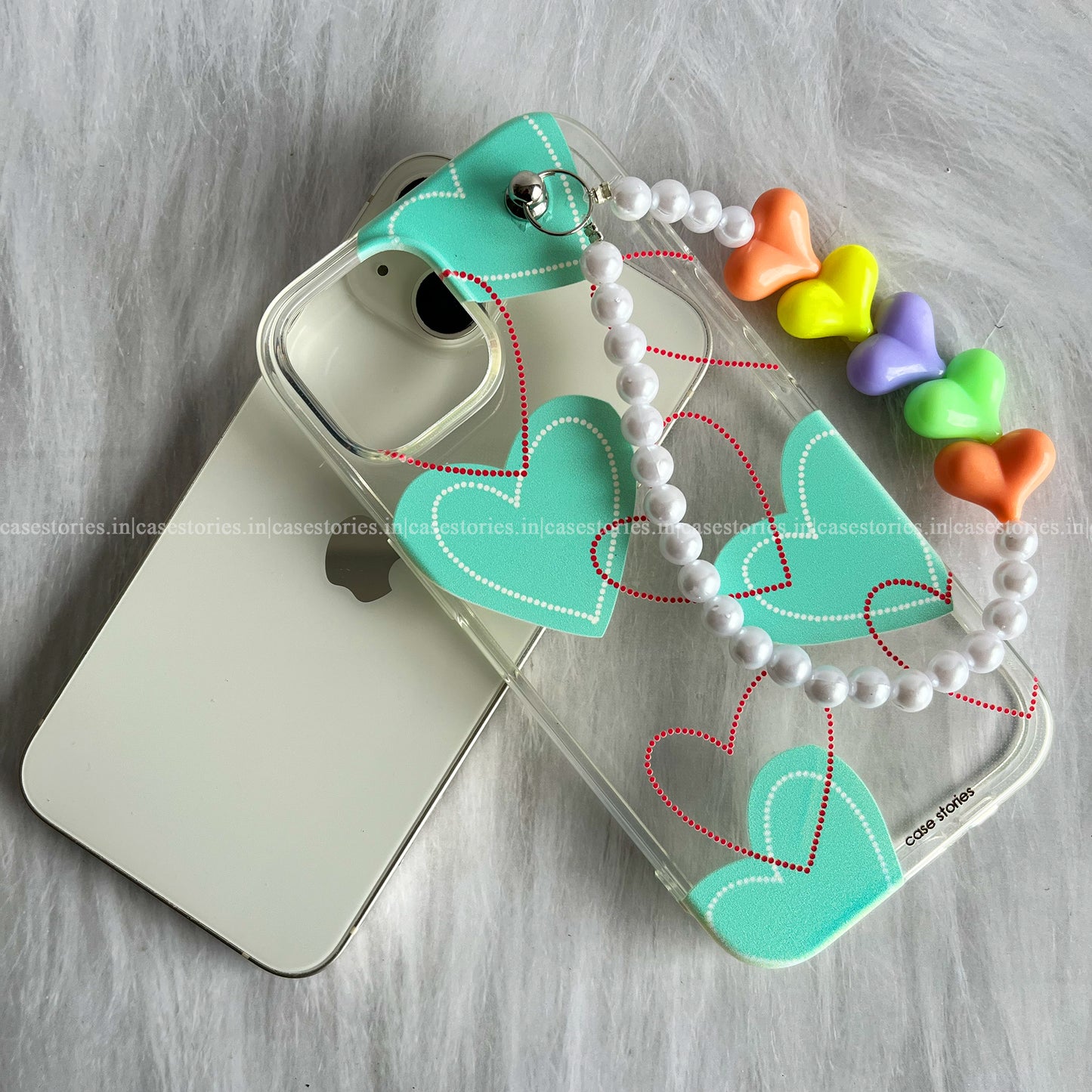 Sweetheart blue Bloom Transparent Chain Case