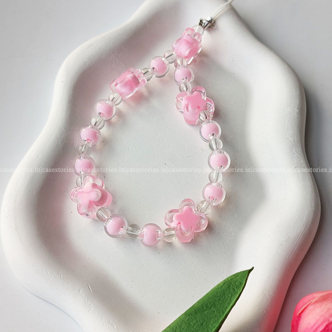 Pink Butterfly with Pink Beads Mobile Charm