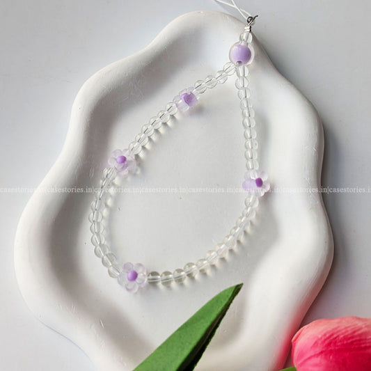 Purple Floral with Crystal Beads Mobile Charm