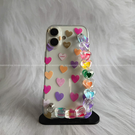 Candy Crush Hearts Transparent Chain Case