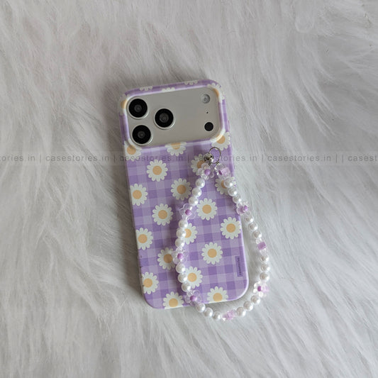 Purple Daisy check pattern Chain Case