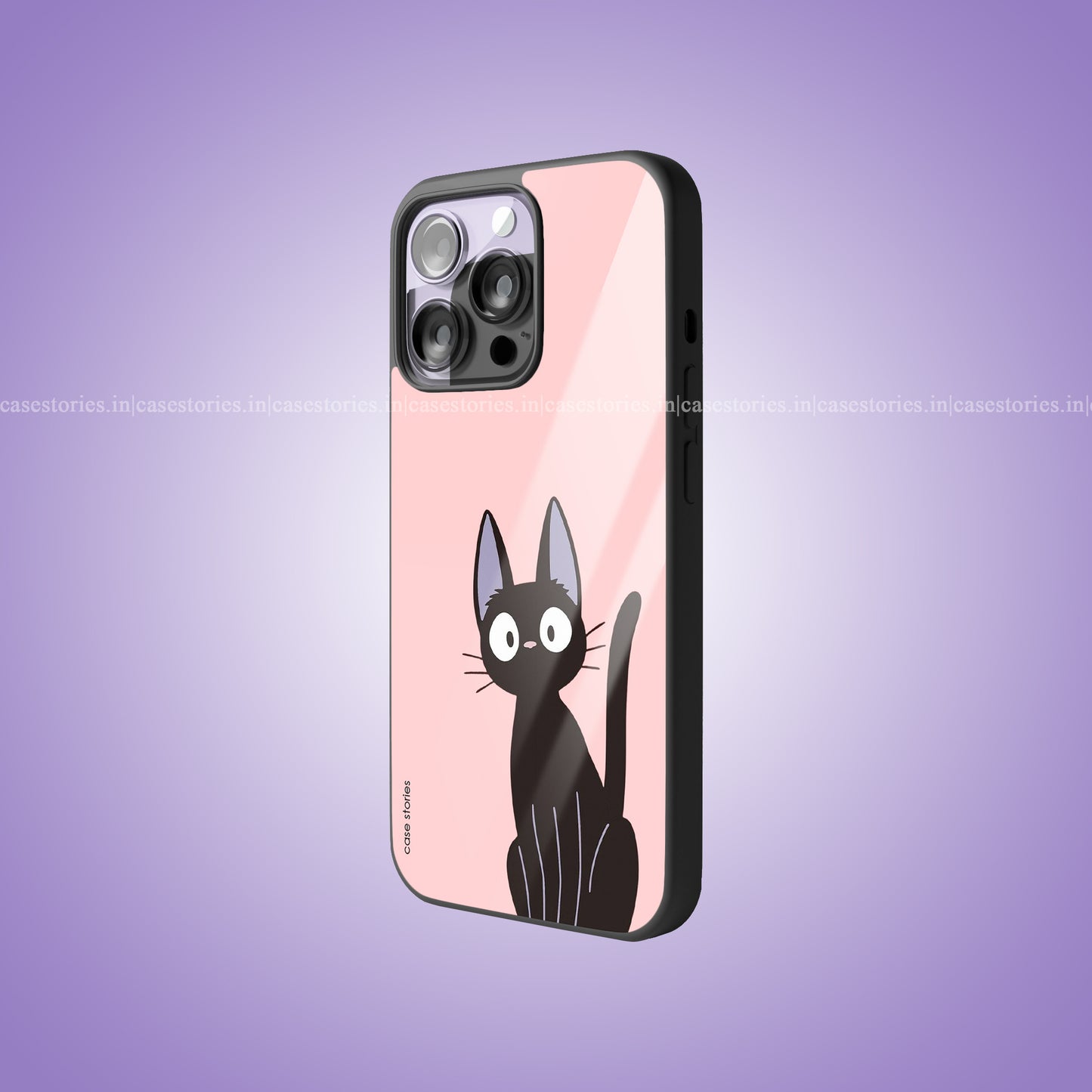 Black Starring Cat Premium Glossy Phone Case