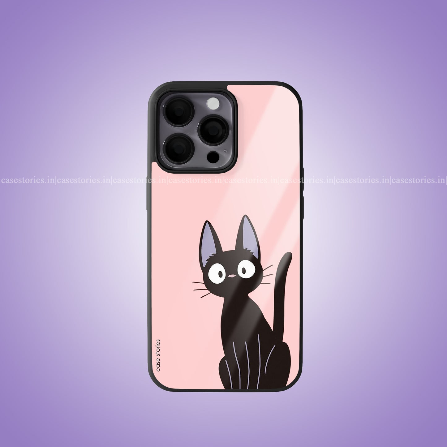 Black Starring Cat Premium Glossy Phone Case