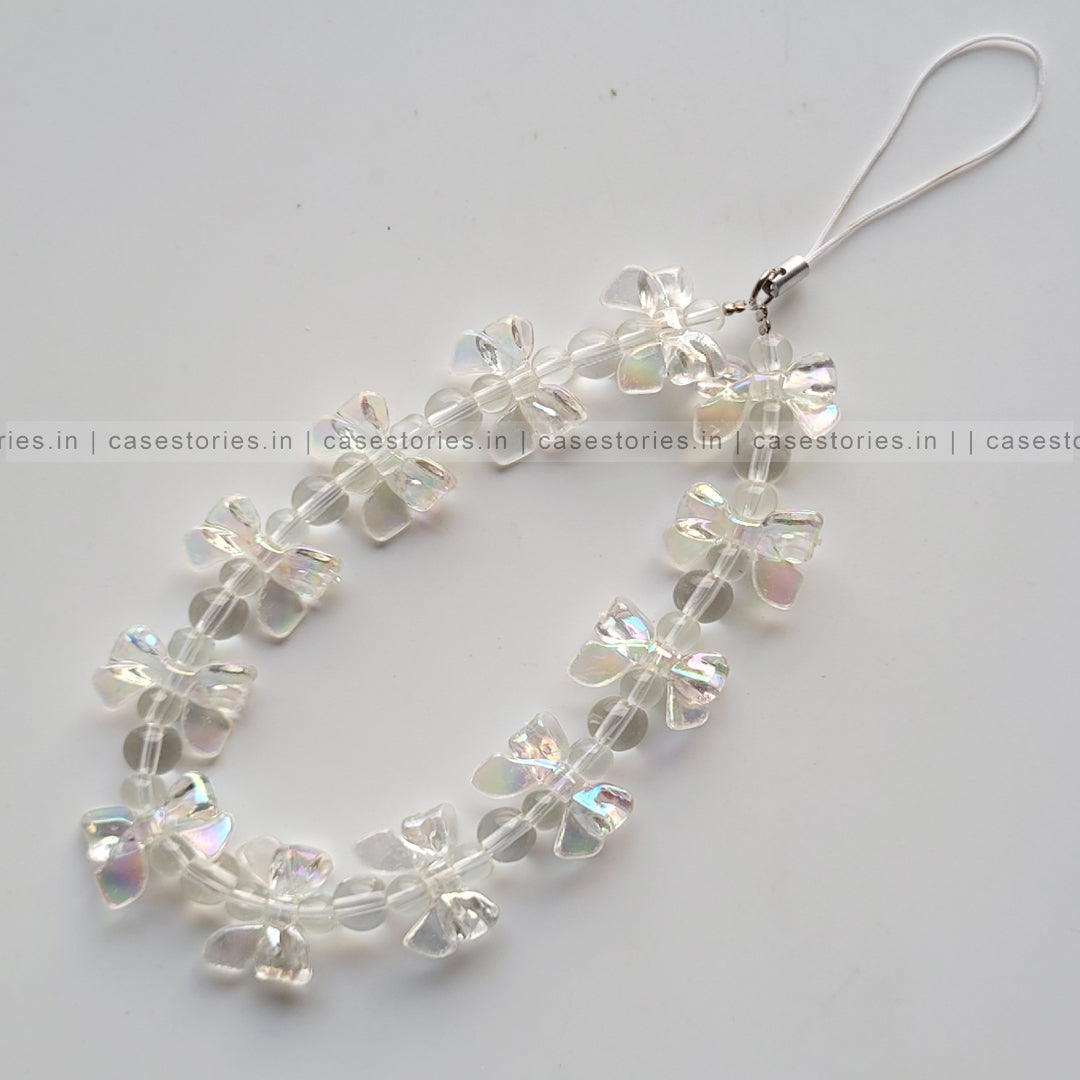 Tiny Bow with Crystal Beads Mobile Charm