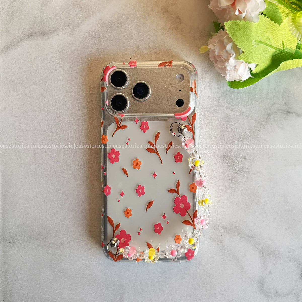 Peachy Petal Transparent Chain Case