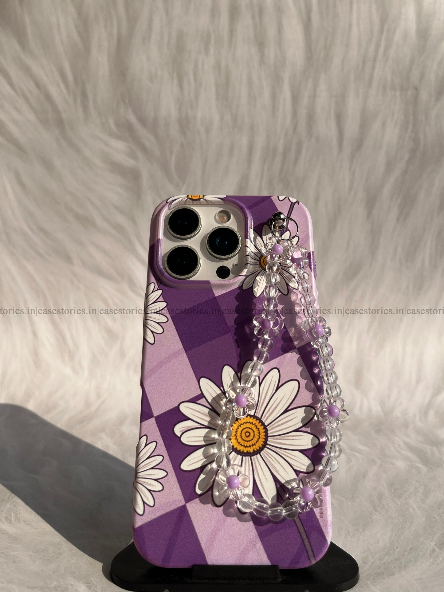 Purple Daisy Gingham Chain Case