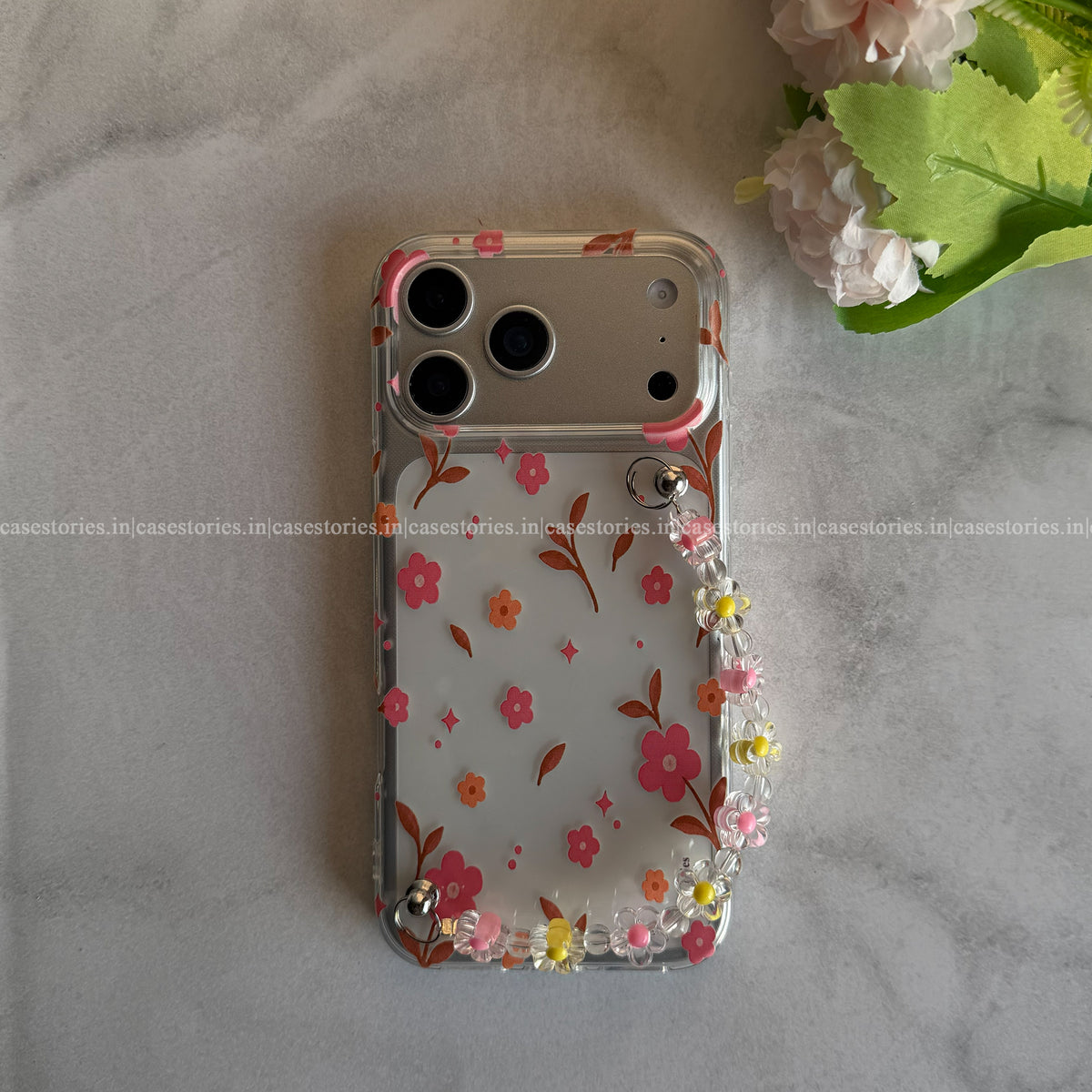 Peachy Petal Transparent Chain Case