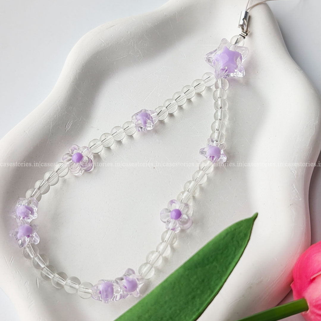 Crystal Star Purple Floral Charm