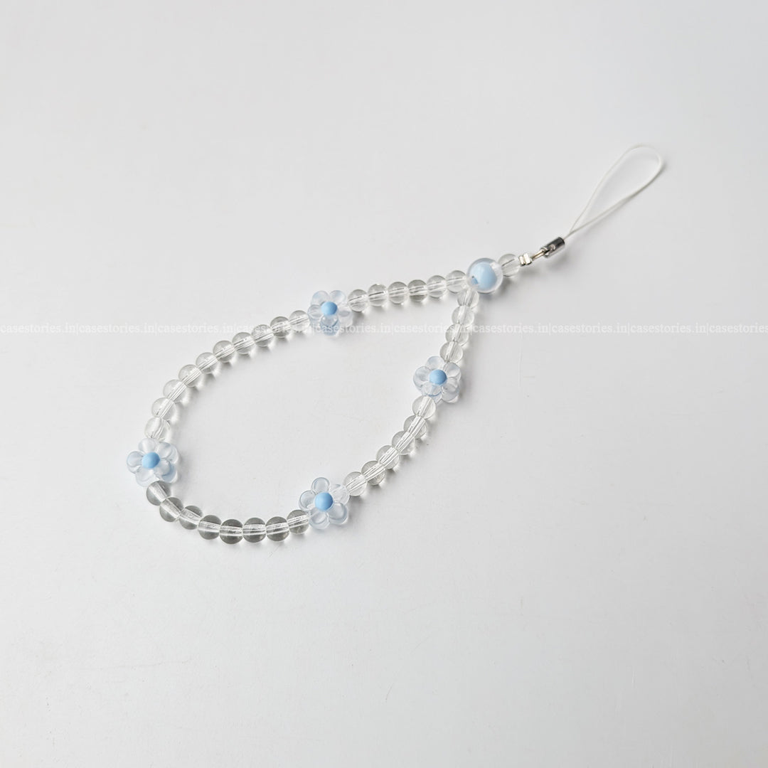Blue Floral with Crystal Beads Mobile Charm