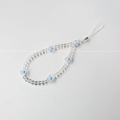 Blue Floral with Crystal Beads Mobile Charm