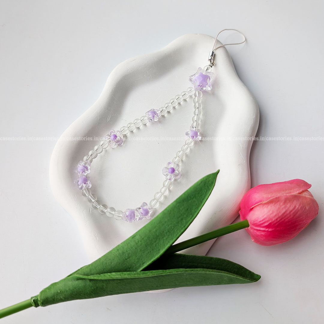 Crystal Star Purple Floral Charm