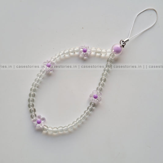 Purple Floral with Crystal Beads Mobile Charm