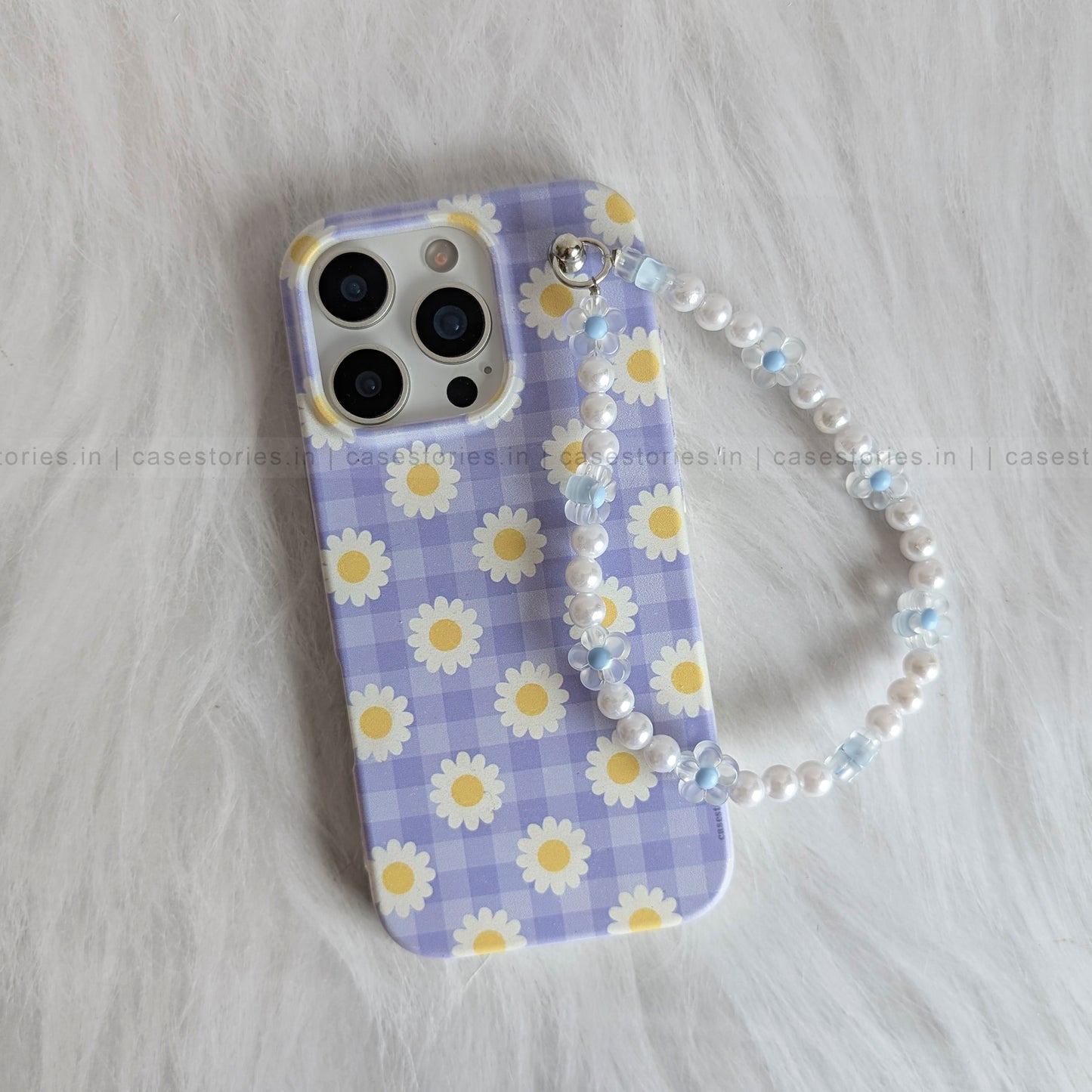 Blue Daisy check pattern Chain Case