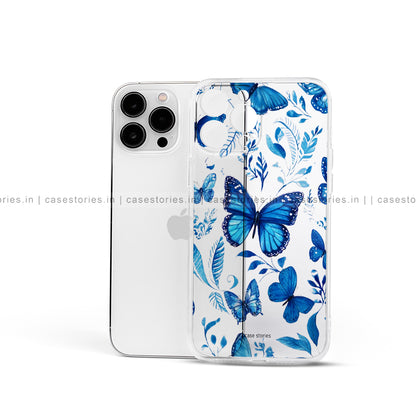 Blue Fantasy Butterfly Pattern Transparent Mobile Cover
