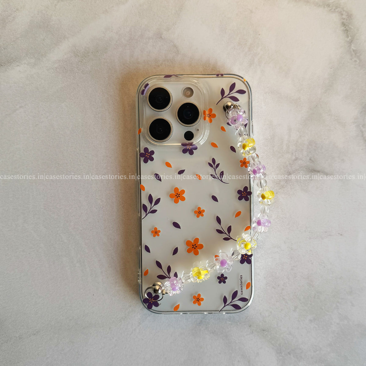 Violet Bloom Transparent Chain Case