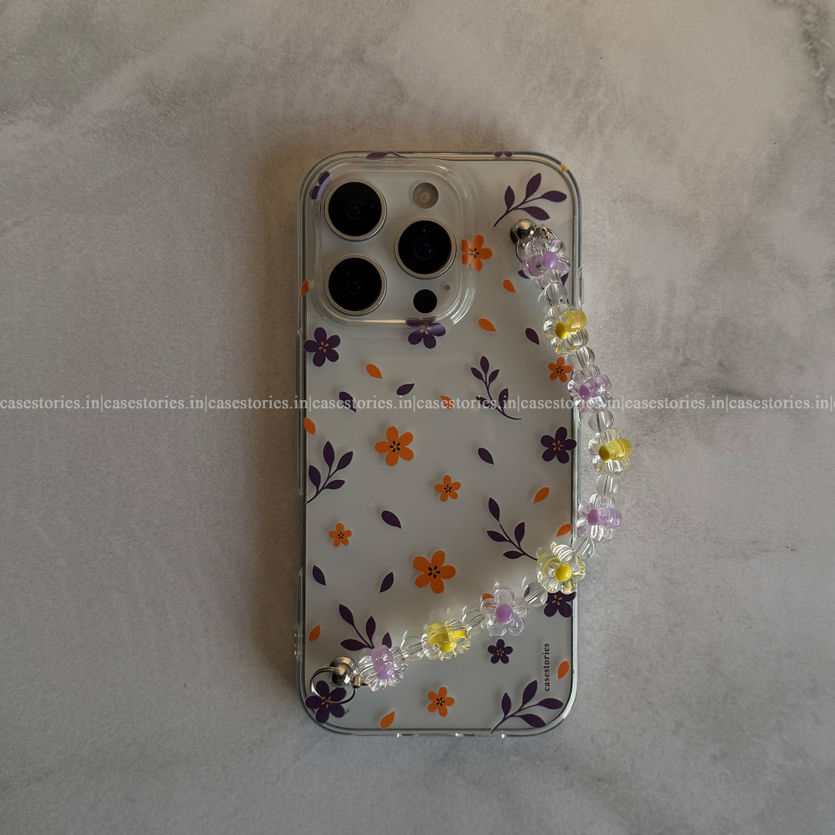 Violet Bloom Transparent Chain Case