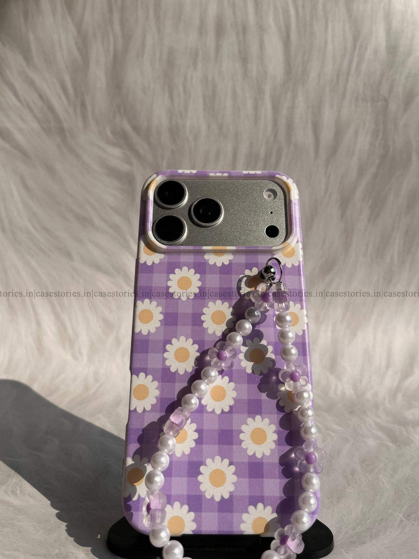 Purple Daisy check pattern Chain Case