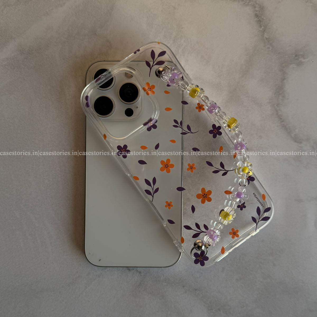 Violet Bloom Transparent Chain Case