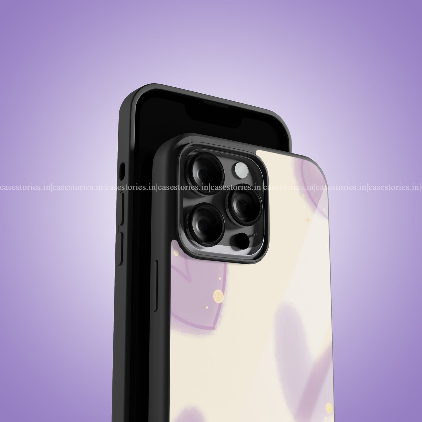 Aesthetic Purple Heart Pattern Premium Glossy Phone Case