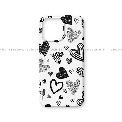 Black & White Hearts Doodle Abstract Art Mobile Cover