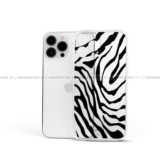 Black & White Zig Zag Lines Transparent Mobile Cover