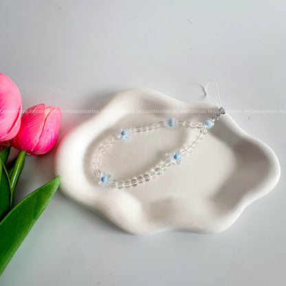 Blue Floral with Crystal Beads Mobile Charm
