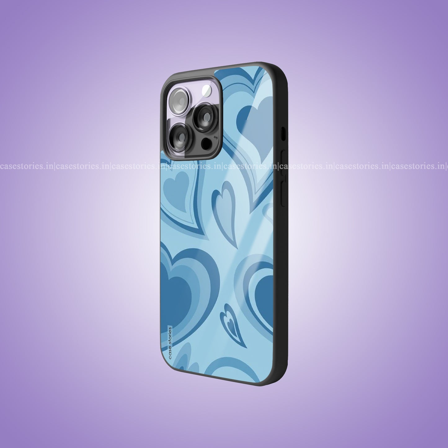 Blue Heart Pattern Abstract Art Premium Glossy Phone Case