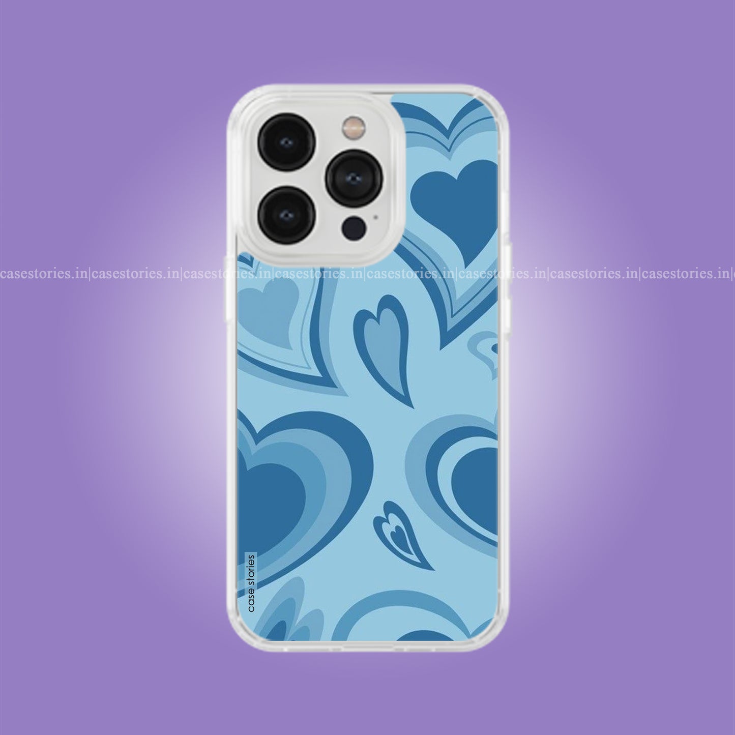 Blue Heart Pattern Abstract Art Soft Case