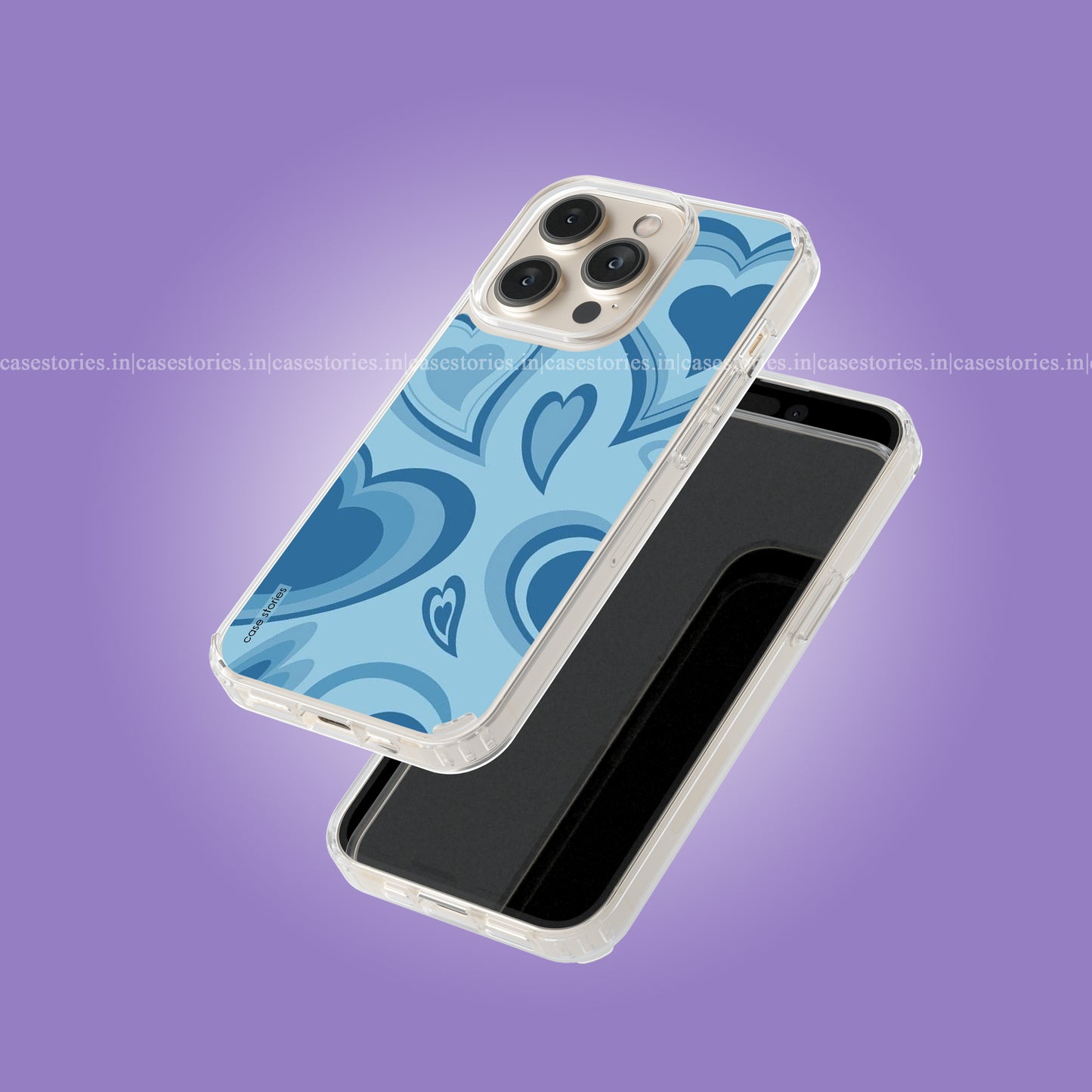 Blue Heart Pattern Abstract Art Soft Case