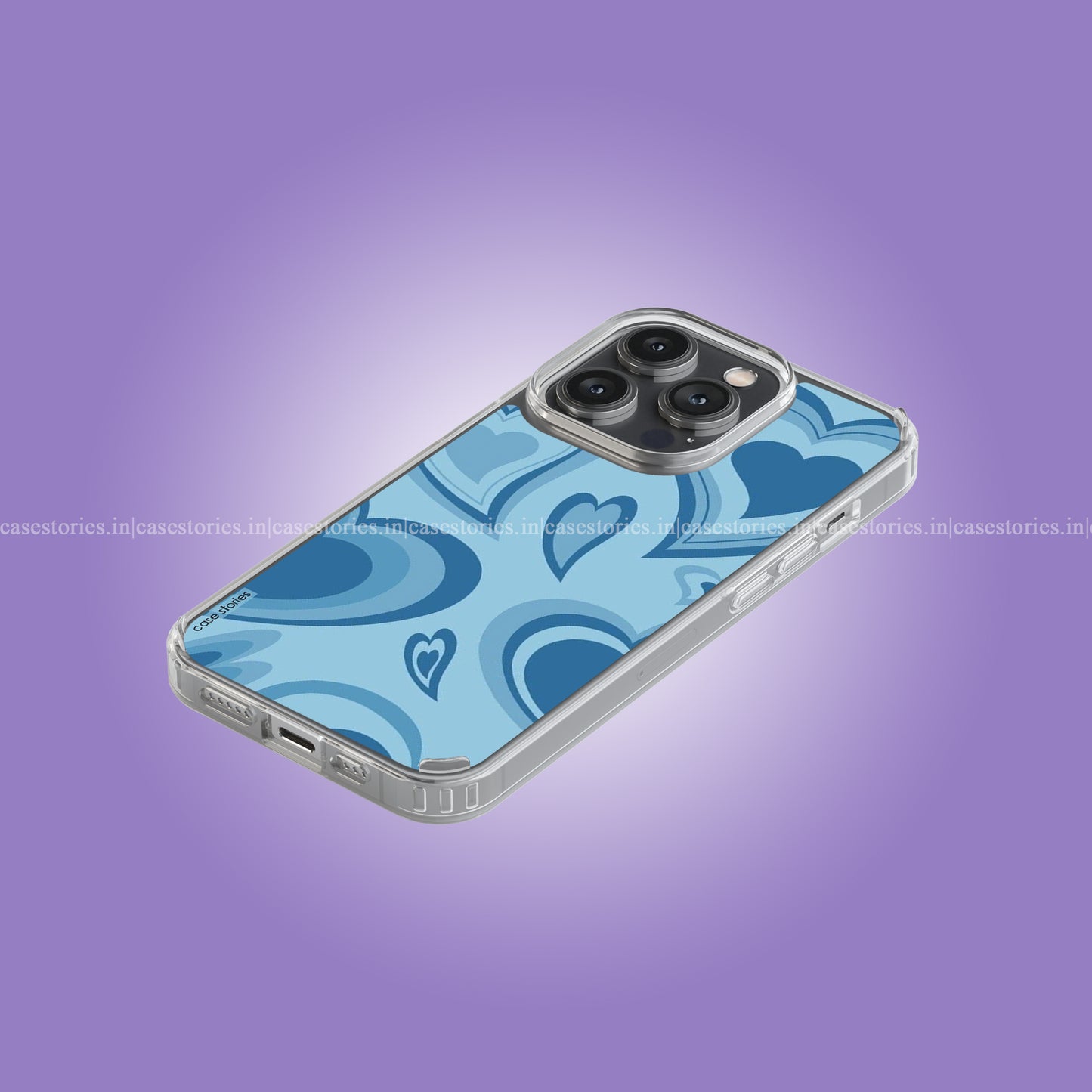 Blue Heart Pattern Abstract Art Soft Case