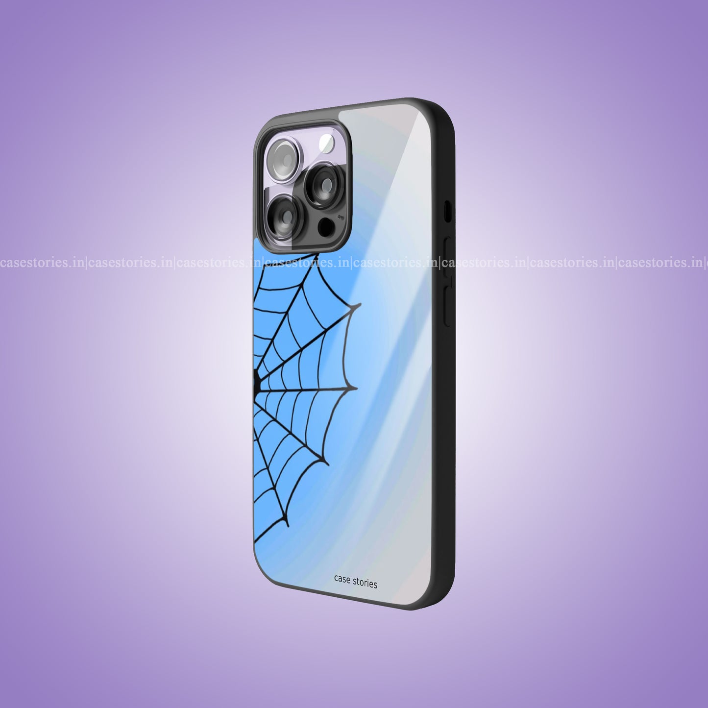 Blue Web Of Love Couple Premium Glossy Phone Case