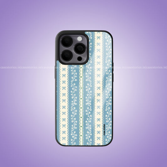 Blue blossum lace Premium Glossy Phone Case