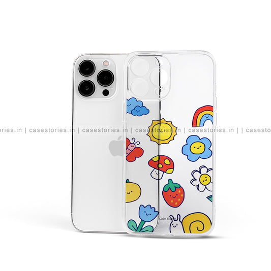 Cartoonish Doodles Transparent Mobile Cover