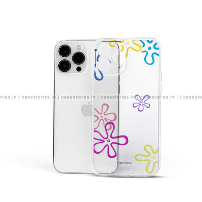 Colorful Doodled Flowers Transparent Mobile Cover