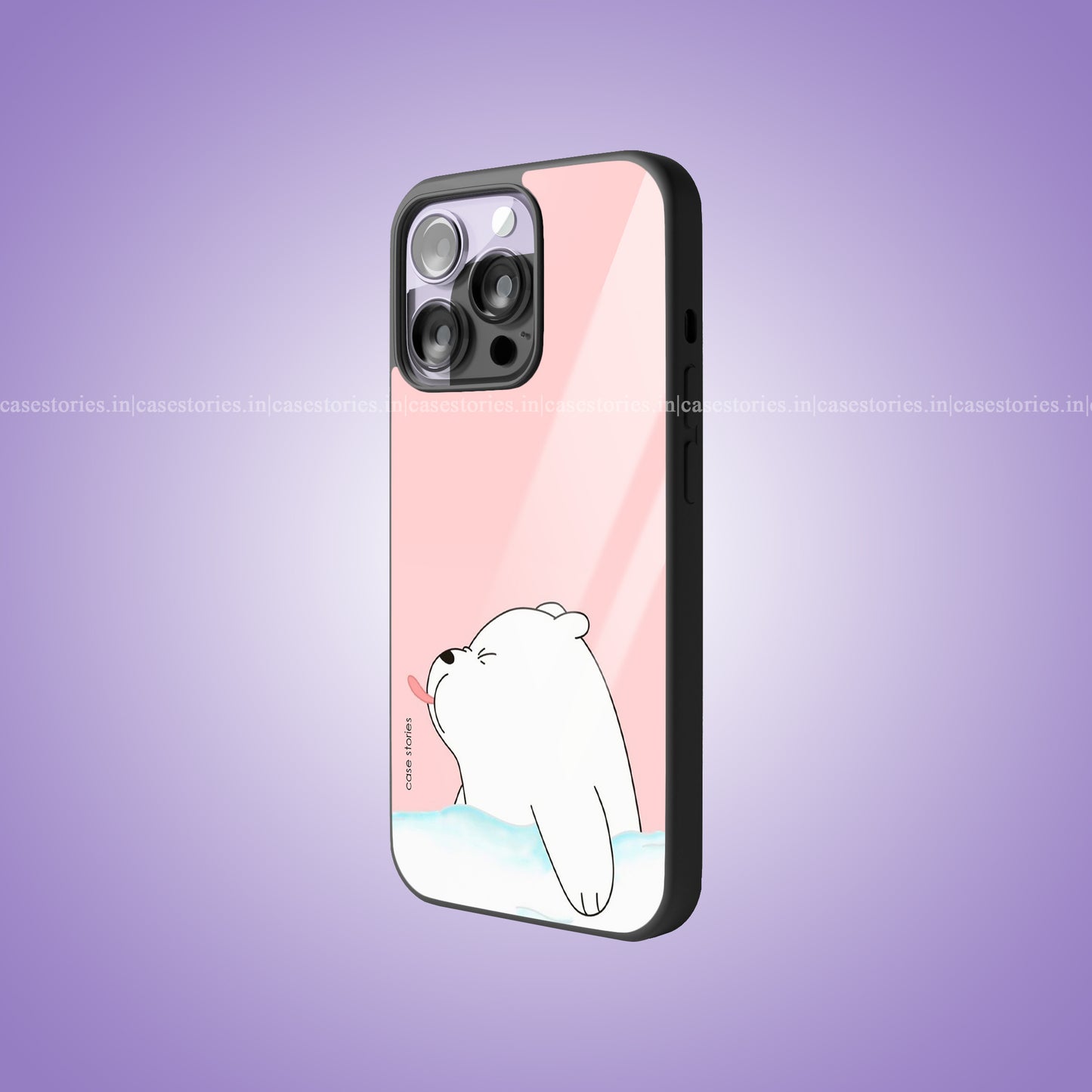 Cute Polar Bear Pink Cover Premium Glossy Phone Case