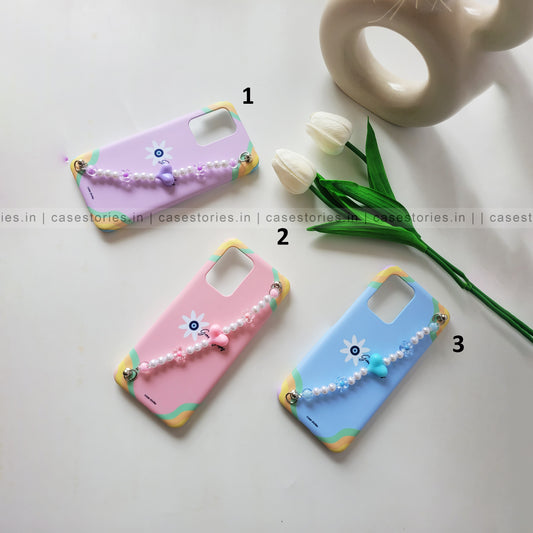 Floral Eyelet Beaded Chain Mobile Cover